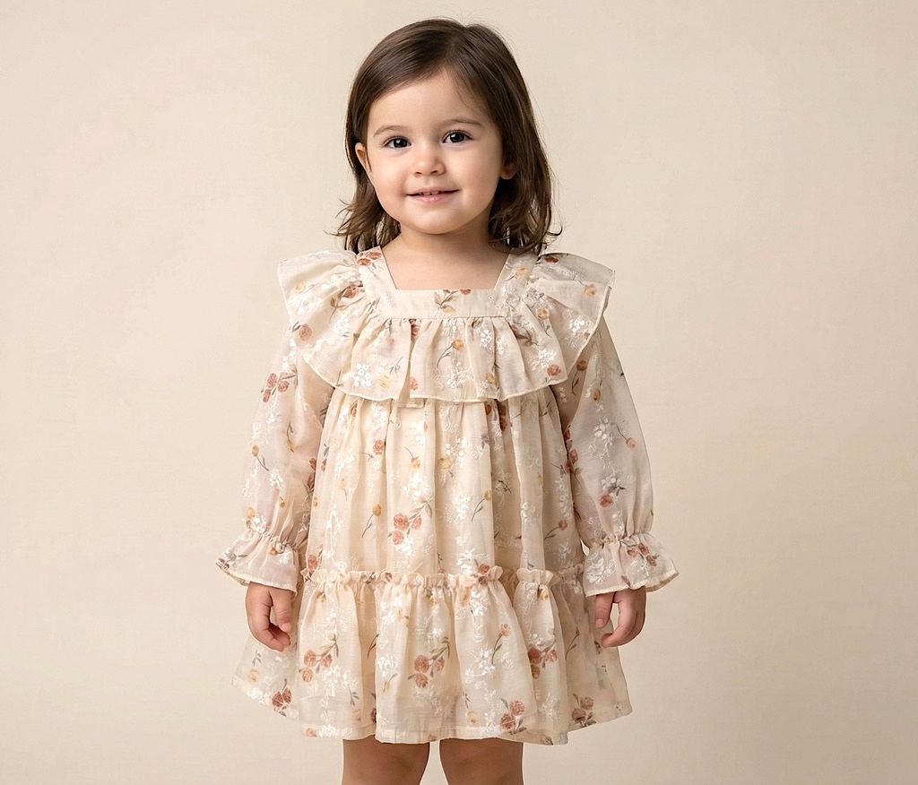 25615 Embroidered Printed Dress Robe bébé fille – Image 1